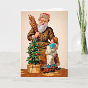 Victorian Creepy Santa Helgdag Card Helgkort