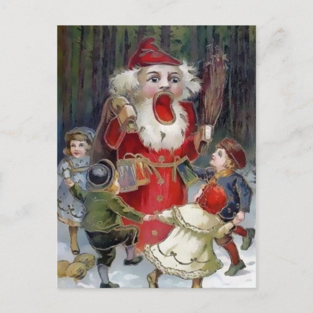 Victorian Creepy Santa Nutcracker jul Vykort (Framsida)