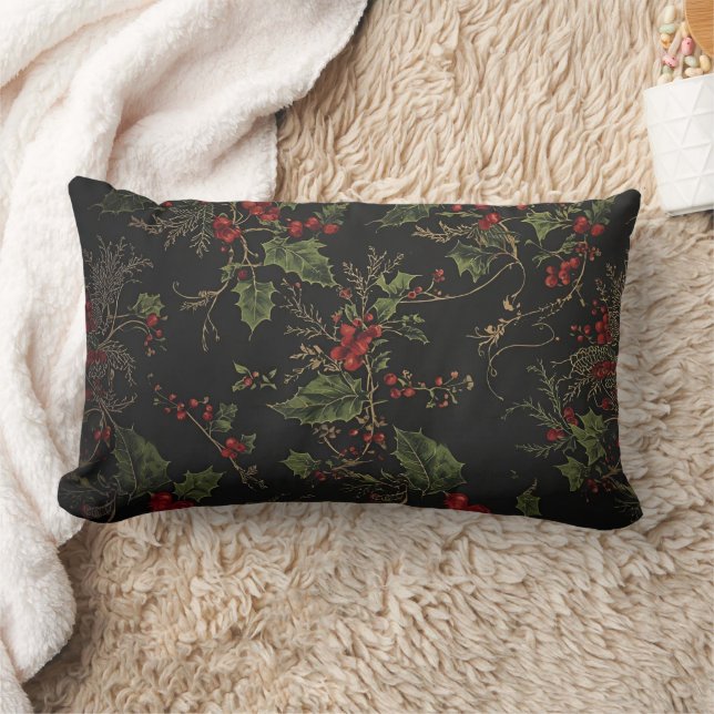 Victorian Crimson Berries Holiday Throw Pillow Lumbarkudde (Filt)