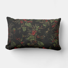 Victorian Crimson Berries Holiday Throw Pillow Lumbarkudde