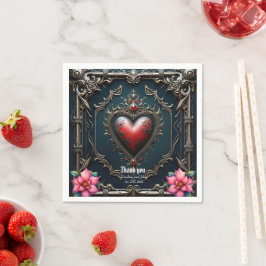 Victorian Crimson Gothic Heart Pappersservett