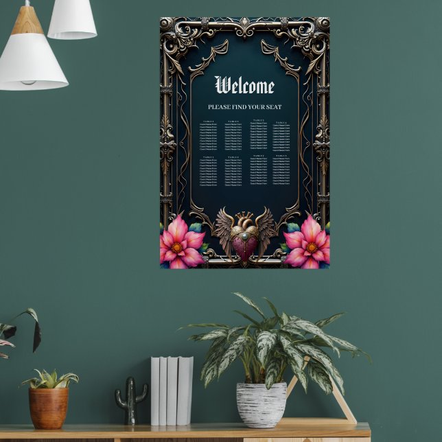 Victorian Crimson  gotiskt hjärta  Poster (Vardagsrum 1)