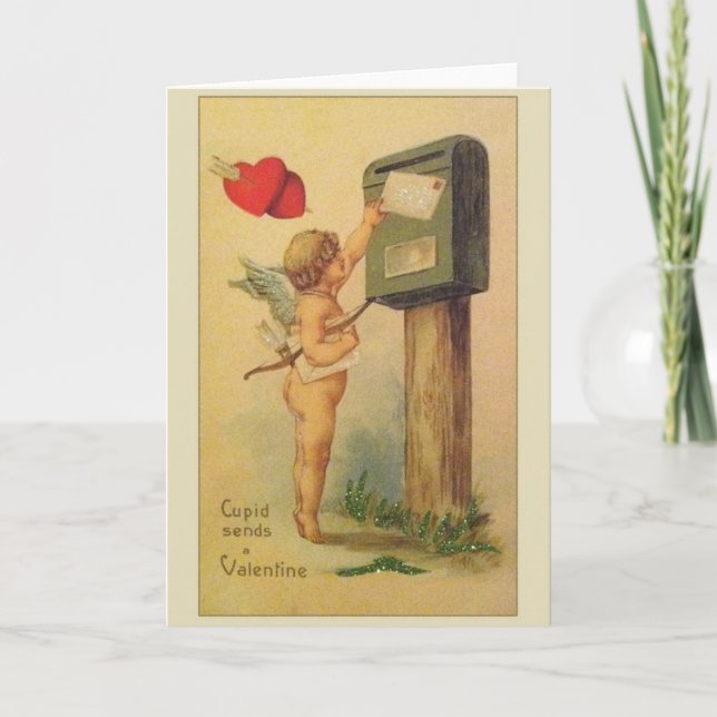 Victorian Cupid Valentine Day Card Helgkort (Framsida)