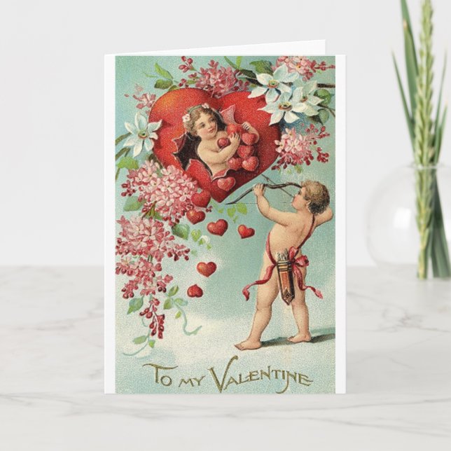 Victorian Cupid Valentine Day Card Helgkort (Framsida)