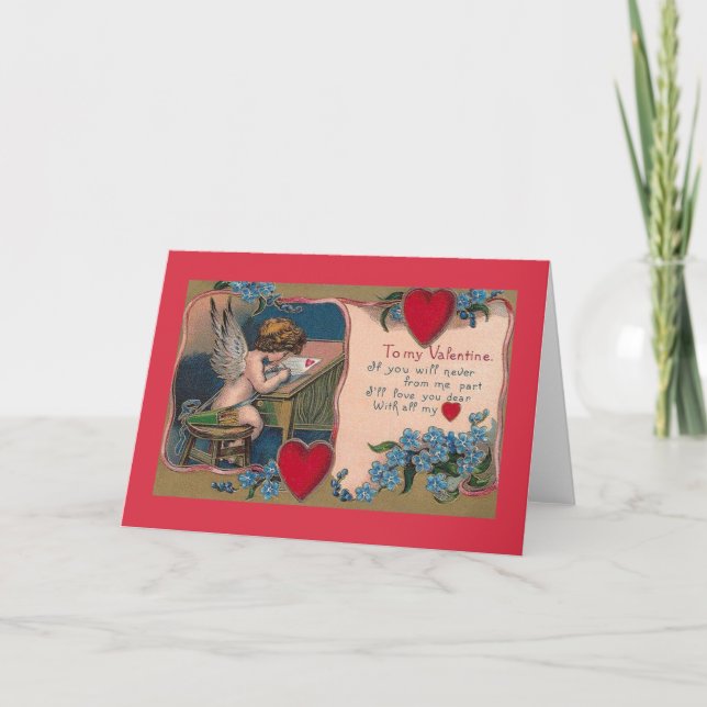 Victorian Cupid Valentine Greeting Card Helgkort (Framsida)