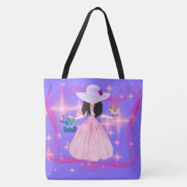 Victorian Dam Basket of Flowers Tote Bag Tygkasse