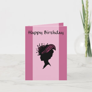 Victorian Dam Black Silhouette Finare Hat Birthday Kort