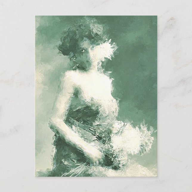 Victorian dam-färgkort vykort (Framsida)