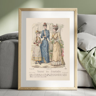 Victorian Dam Garden Paris Fransk Vintage annons Poster