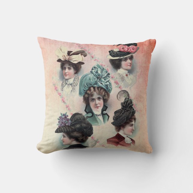 Victorian Dam Hats Mode Show Kudde (Framsida)