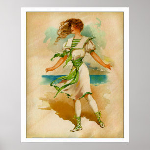 Victorian Dam i Bathing Costume Poster