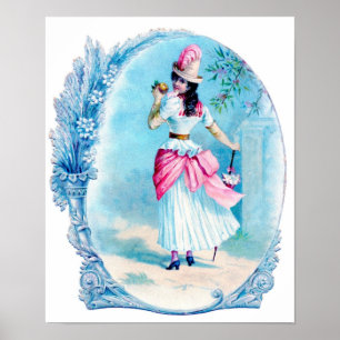 Victorian Dam i Rosa Art Print Poster