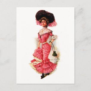 Victorian Dam i Rosa Dress Vykort