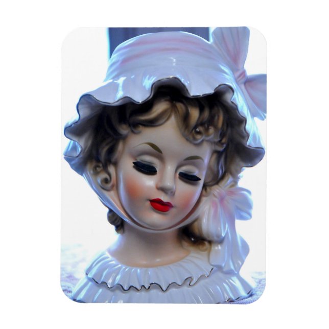Victorian Dam i Ruffled Bonnet Head Vas Girly! Magnet (Vertikal)