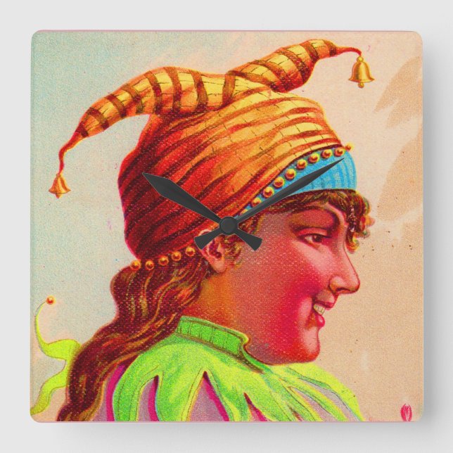 Victorian dam jester fyrkantig klocka (Framsida)