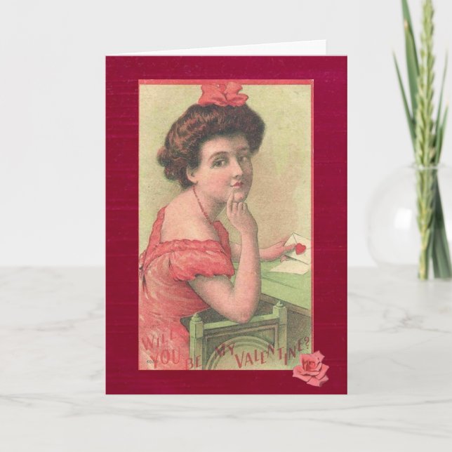 Victorian Dam kommer att bli mitt Valentine Card Helgkort (Framsida)