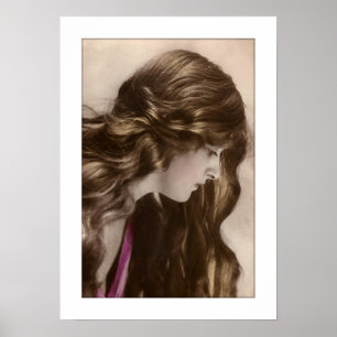 Victorian dam, lång hårprofil poster
