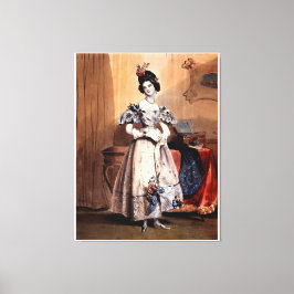 Victorian Dam med Blommigt Embellishments - Elegan Canvastryck