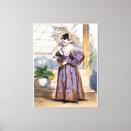 Victorian Dam med Parasol - Elegant Garden Art P Canvastryck