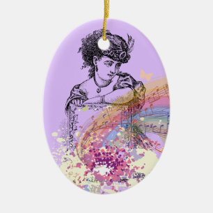 Victorian Dam Music ColorSplash Oval Ornament