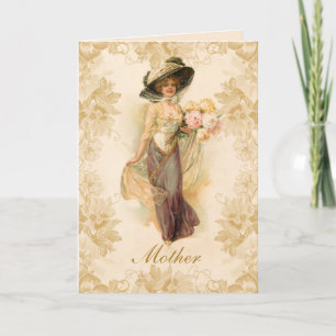 Victorian Dam Vintage Flowers Mors dag Kort