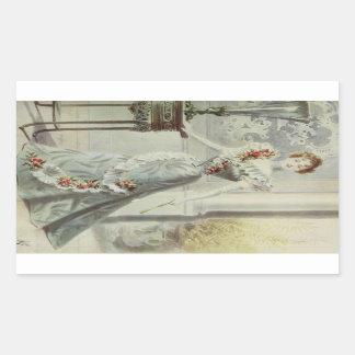 Victorian Dam - Vintage Fransk Mode-Grått Dress Rektangulärt Klistermärke