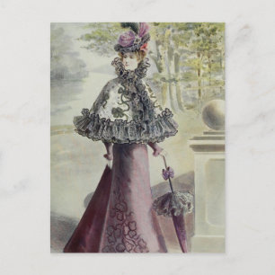 Victorian Dam - Vintage Fransk Mode-Rosa Dress Vykort