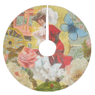 Victorian Dam Woman Roligt Carriage Julgransmatta Borstad Polyester