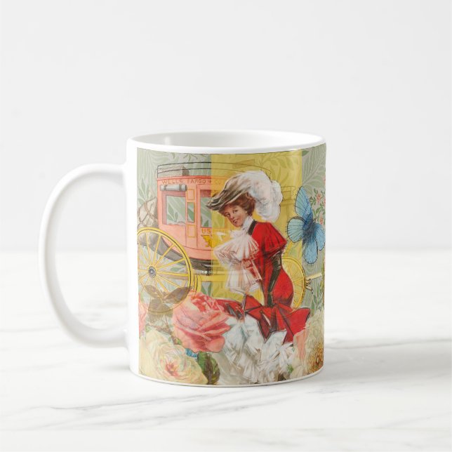 Victorian Dam Woman Roligt Carriage Kaffemugg (Vänster)