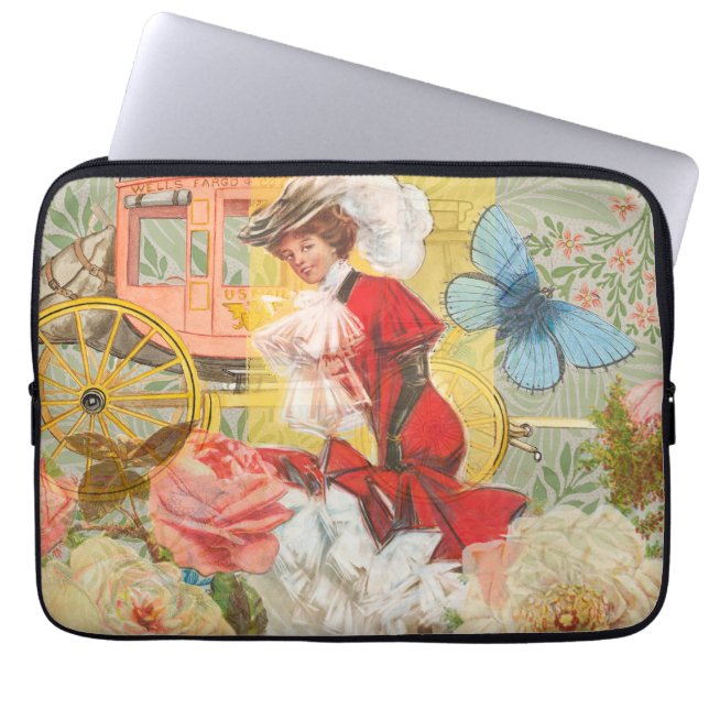 Victorian Dam Woman Roligt Carriage Laptop Fodral (Framsidan)
