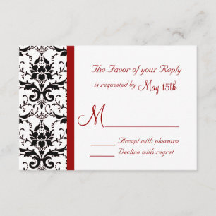 Victorian Damask Black White Red Rand OSA Kort