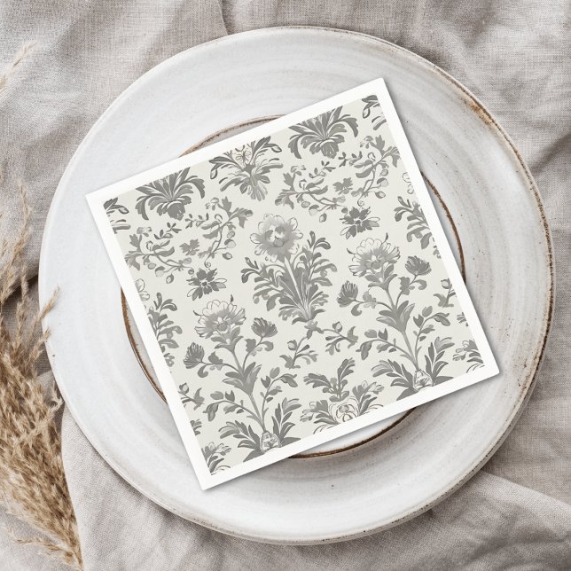 Victorian Damask Blommigt White Vintage bröllop Pappersservett (Skapare uppladdad)