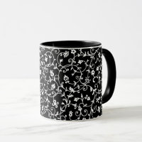 Victorian Damask Pattern, Black and White