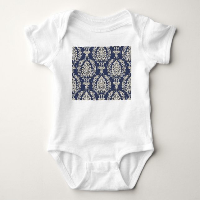 Victorian Damask Tapet Vintage Mönster T Shirt (Framsida)