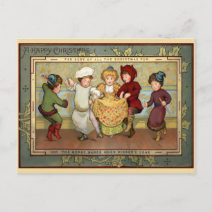 Victorian Dancing Children jul Vykort