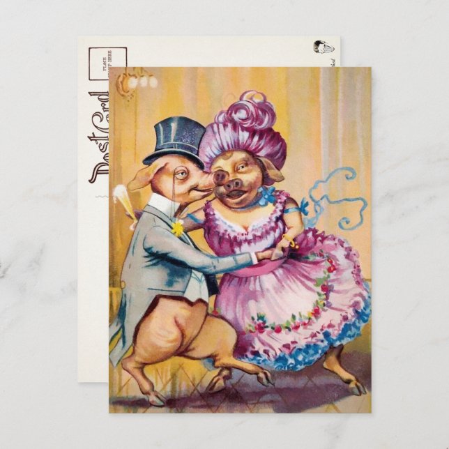 Victorian Dancing Gris par Postcard Vykort (Fram/baksida)