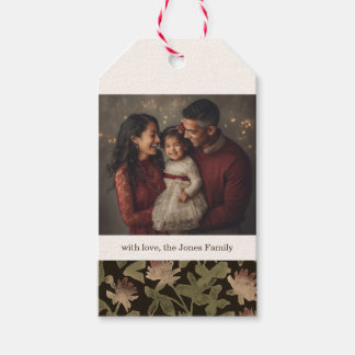 Victorian dark Floral Christmas Gift tag - 1 photo Presentetikett