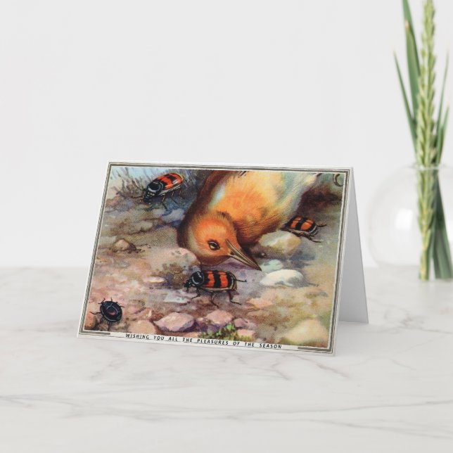 Victorian Dead Bird med Kryp julkort Helgkort (Framsida)