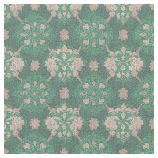 Victorian Design Grönt och Ivory Fabric Tyg (Närbild)