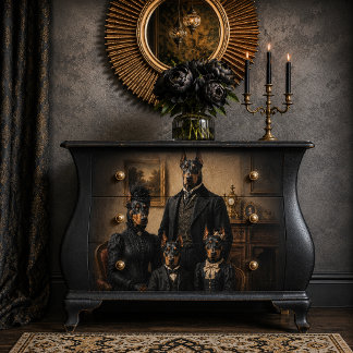 Victorian Doberman Family Portrait | Elegant Dog W Poster