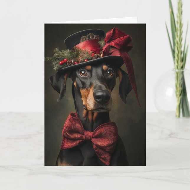 Victorian Doberman jul Helgkort (Framsida)
