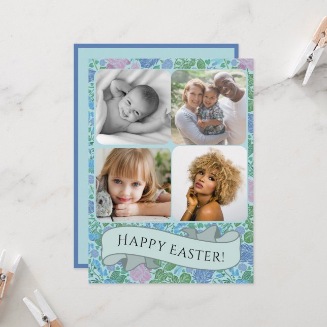 Victorian Dragonflies Garden Muted Photo Påsk Kort (Fram/Back In Situ)