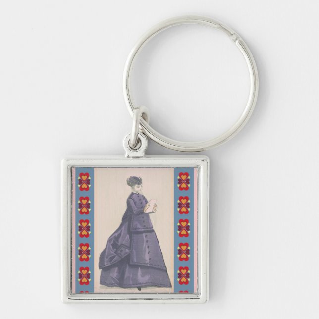 Victorian Dress Fyrkantig Silverfärgad Nyckelring (Framsidan)