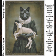 Victorian Dressed Wolf Holding Lamb ES7L Decoupage