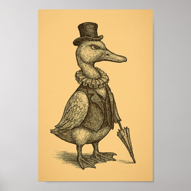 Victorian Duck with Umbrella Poster (Framsidan)