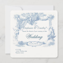 Victorian Dusty Blue Baroque Vapensköld Inbjudningar