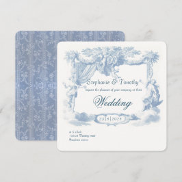 Victorian Dusty Blue Baroque Vapensköld Inbjudningar