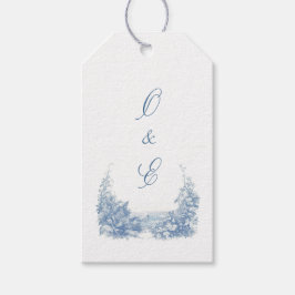 Victorian Dusty Blue Baroque Vapensköld Presentetikett