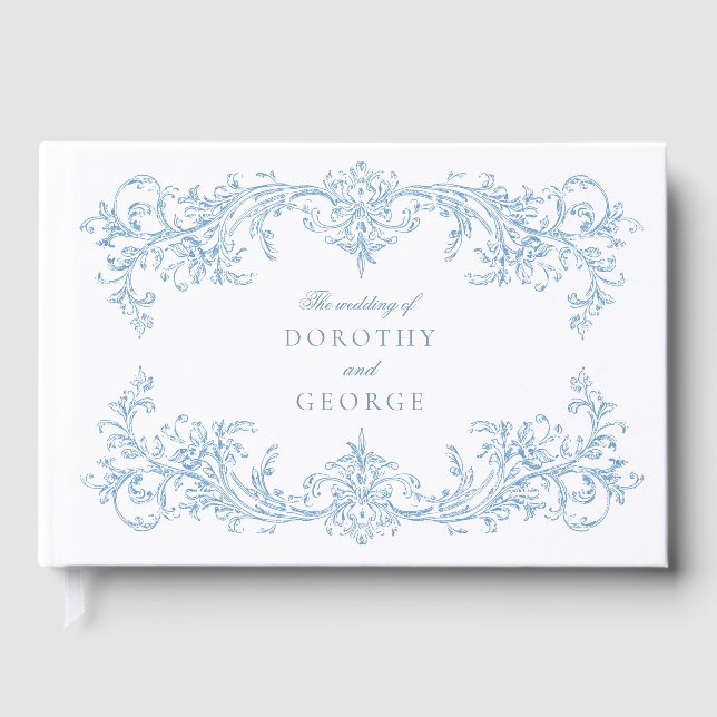 Victorian Dusty Blue Bröllop Guest Bok (Framsida)