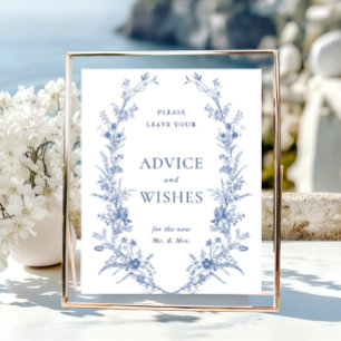 Victorian Dusty Blue Fransk Garden Advice & Önskem Poster